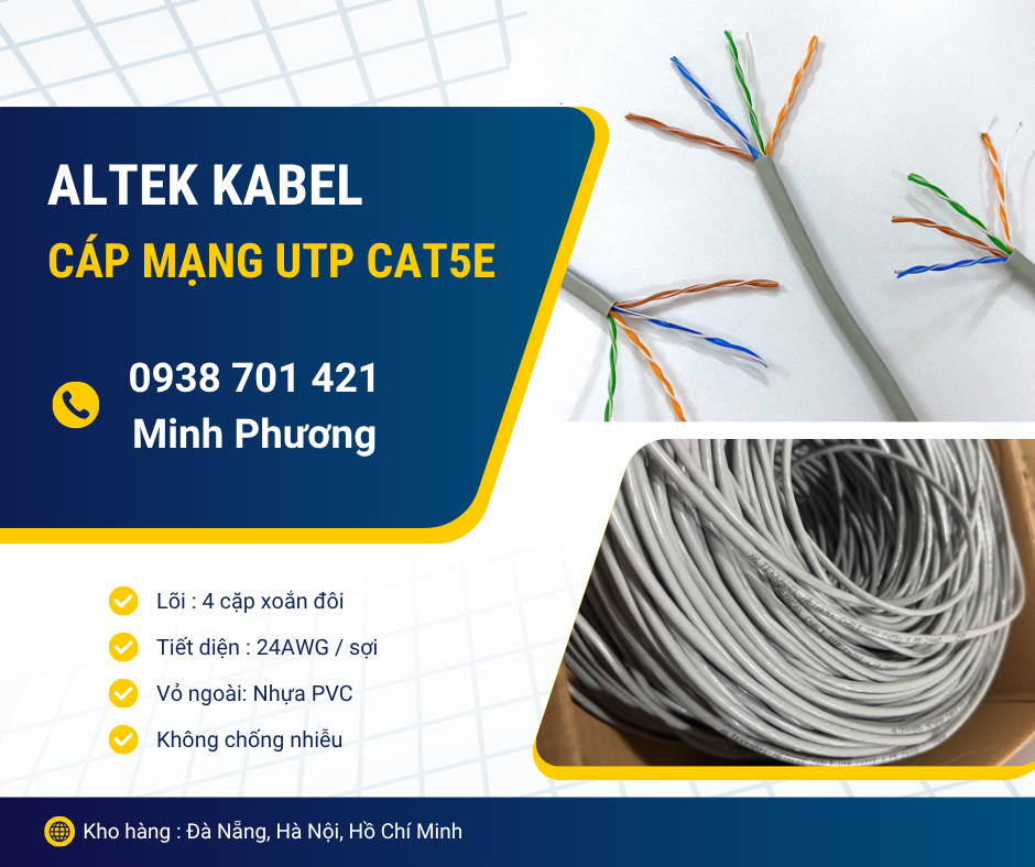 Cáp mạng không chống nhiễu UTP CAT5e giá tốt cho camera và internet
